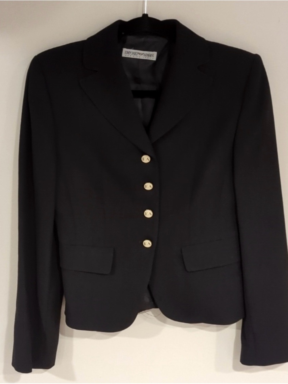 Emporio Armani Black Women's Classic Blazer with Gold Buttons